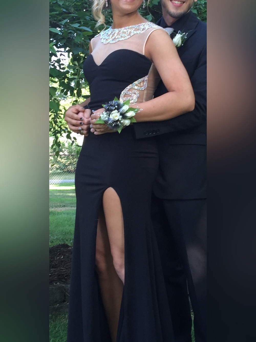 Jovani Black Mermaid Prom Dress with Crystal Illusion Accents (Worn only once)